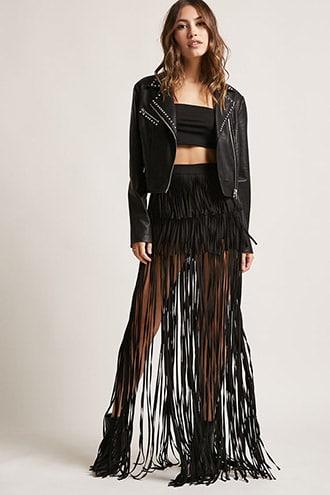 Forever21 Fringed Maxi Skort