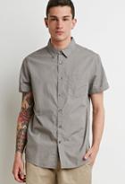 21 Men Men's  Micro-dotted Pocket Shirt (grey/burgundy)