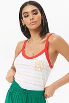 Forever21 Pinstriped Obviously Graphic Cami