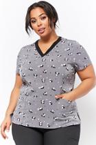 Forever21 Plus Size Panda Patch Pockets Scrub Top