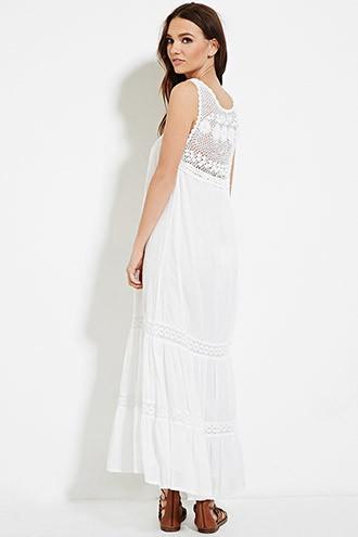 Forever21 Women's  Raga Crochet-paneled Maxi Dress