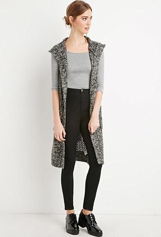 Forever21 Marled Longline Hoodie