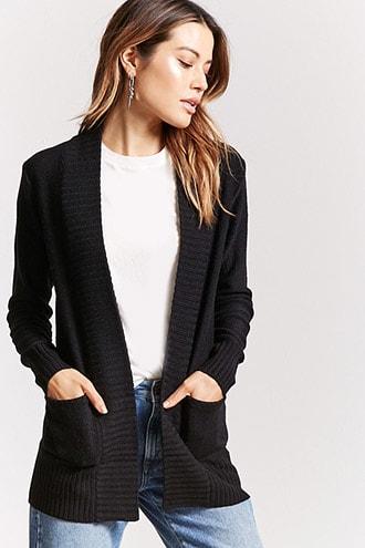 Forever21 Longline Knit Open-front Cardigan