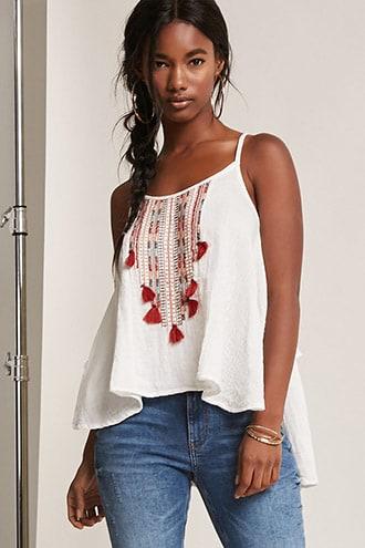 Forever21 Tassel Embroidered Cami