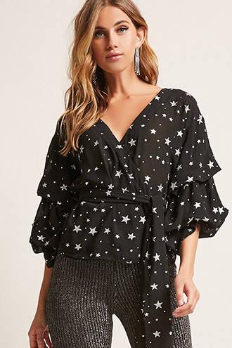 Forever21 Star Graphic Mock Wrap Top