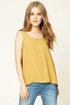 Forever21 Women's  Mustard Woven High-low Top