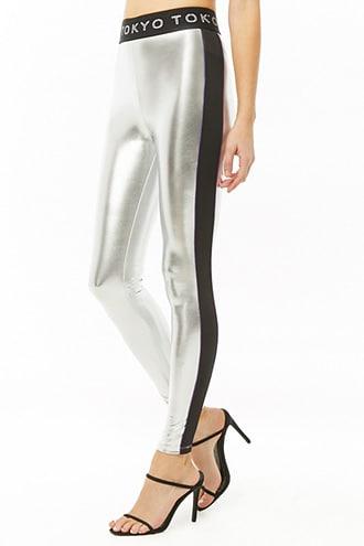 Forever21 Tokyo Graphic Metallic Leggings