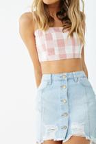 Forever21 Distressed Button-front Denim Skirt