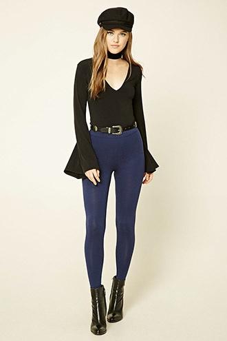 Forever21 Women's  Navy Classic Leggings