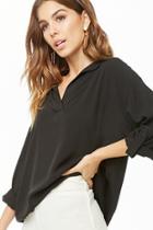 Forever21 Drop-shoulder Split-neck Top