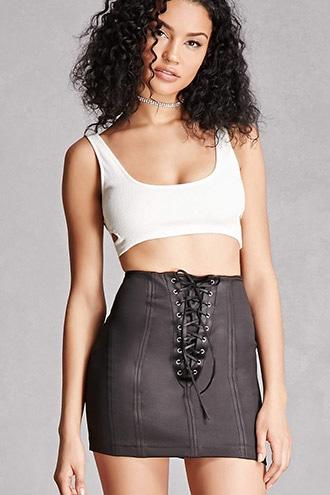 Forever21 Kikiriki Lace-front Mini Skirt