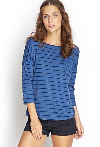 Forever21 Striped Linen-blend Top
