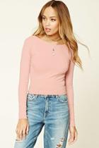 Forever21 Women's  Light Pink Lace-up Back Top