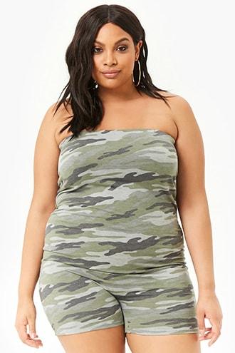 Forever21 Plus Size Camo Tube Romper