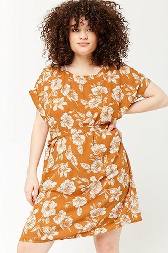 Forever21 Plus Size Floral Self-tie Shift Dress