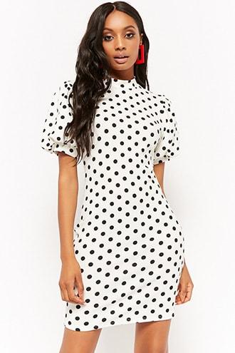 Forever21 Polka Dot Puff Sleeve Dress