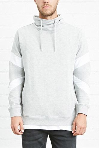 21 Men Men's  Striped Cowl Neck Pullover
