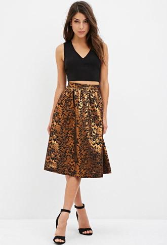 Love21 Floral Jacquard A-line Skirt