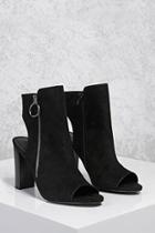 Forever21 Open-heel Faux Suede Boots