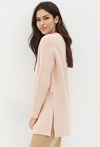 Forever21 Women's Dual Slit Woo-blend Sweater