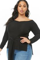 Forever21 Plus Size Tie-front Ribbed Top