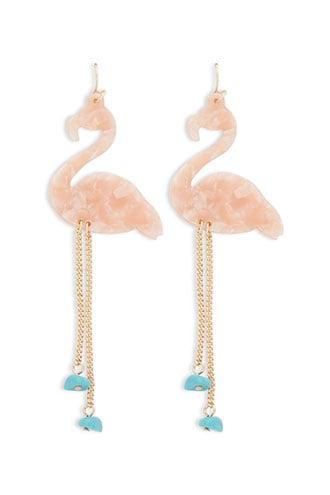 Forever21 Marble Flamingo Duster Earrings