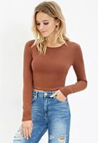Forever21 Women's  Cotton-blend Crop Top (chestnut)