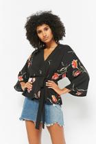 Forever21 Floral Chiffon Self-tie Top