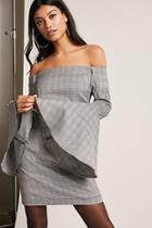 Forever21 12x12 Houndstooth Open-shoulder Dress