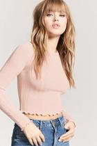 Forever21 Lettuce-edge Ribbed Crop Top