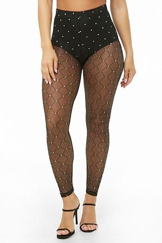 Forever21 Kikiriki Metallic Dot Mesh Leggings