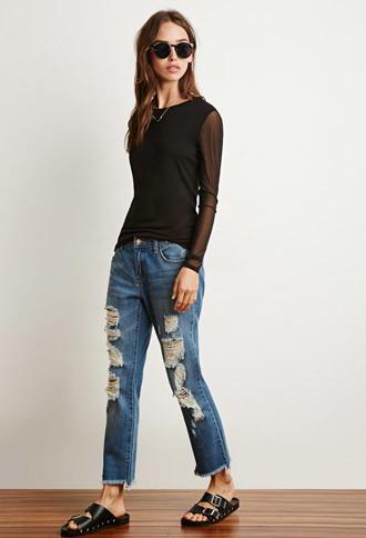 Forever21 Mesh-paneled Top