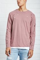 21 Men Men's  Distressed Long-sleeve Tee