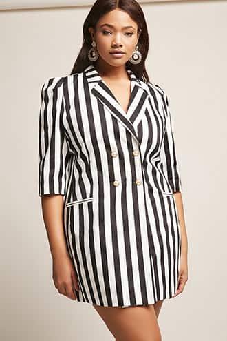 Forever21 Plus Size Stripe Double-breasted Blazer