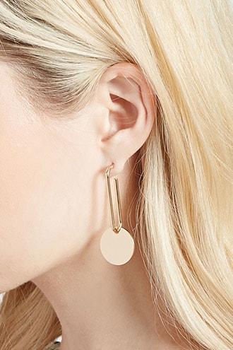 Forever21 High-polish Disc Drop Earrings