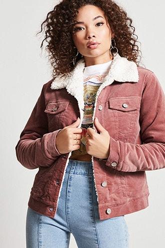 Forever21 Sherpa Fleece-lined Velvet Jacket
