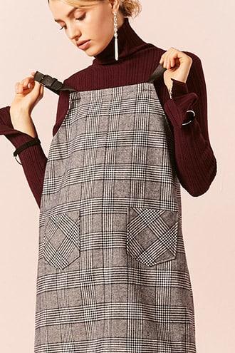 Forever21 Glen Plaid Overall Dress