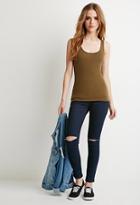 Forever21 Plus Women's  Stretch Knit Tank (light Olive)