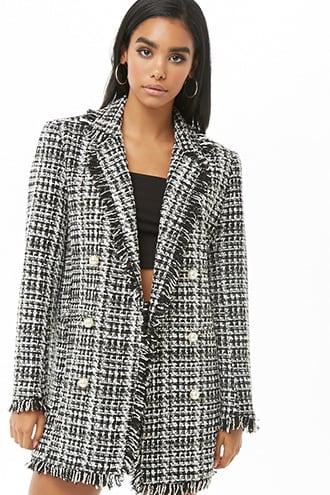 Forever21 Faux Pearl Tweed Coat