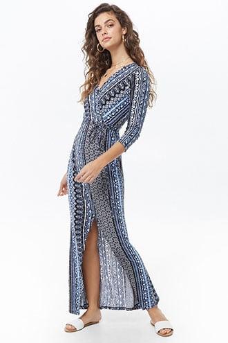 Forever21 Ornate Baroque Surplice Maxi Dress