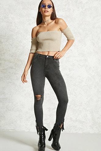 Forever21 Contemporary Frayed Jeans