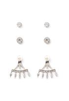 Forever21 Rhinestoned Ear Jacket Set (silver/clear)