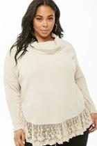 Forever21 Plus Size Lace-trim Cowl Neck Top