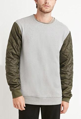 21 Men Men's  Quilted Colorblock Sweatshirt