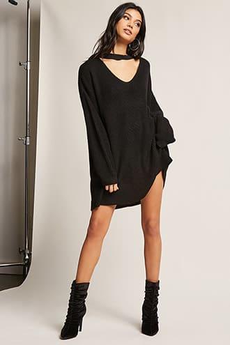 Forever21 Ribbed Knit V-cutout Sweater