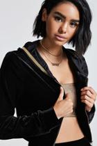 Forever21 Velvet Chainmail Cropped Hoodie