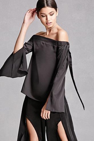 Forever21 Off-the-shoulder Satin Top