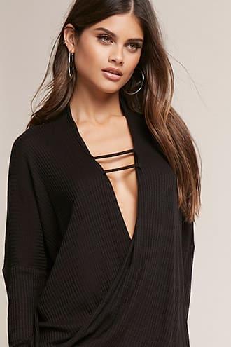Forever21 Waffle Knit Strappy Surplice Top