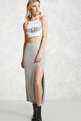 Forever21 Heathered High-slit Skirt