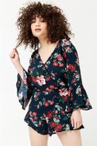 Forever21 Plus Size Floral Surplice Ruffle-trim Romper